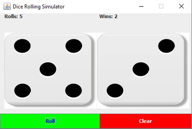 This is an image of a dice rolling simulation game